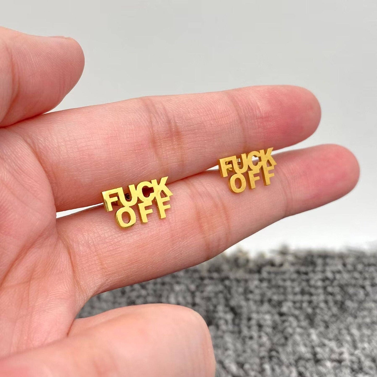 FUCK OFF Stainless Steel Earring Studs