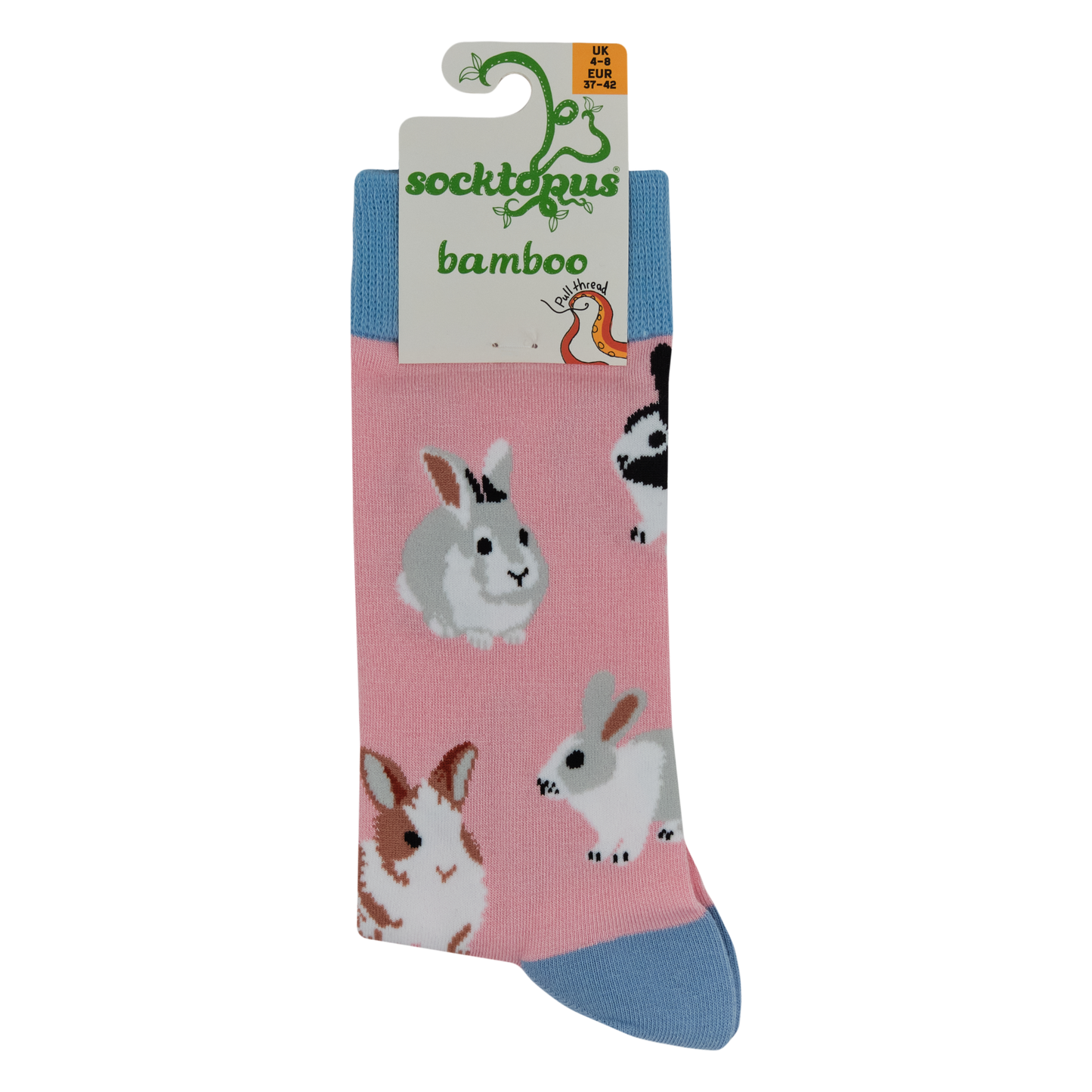 Pink Bunny Bamboo Crew Socks