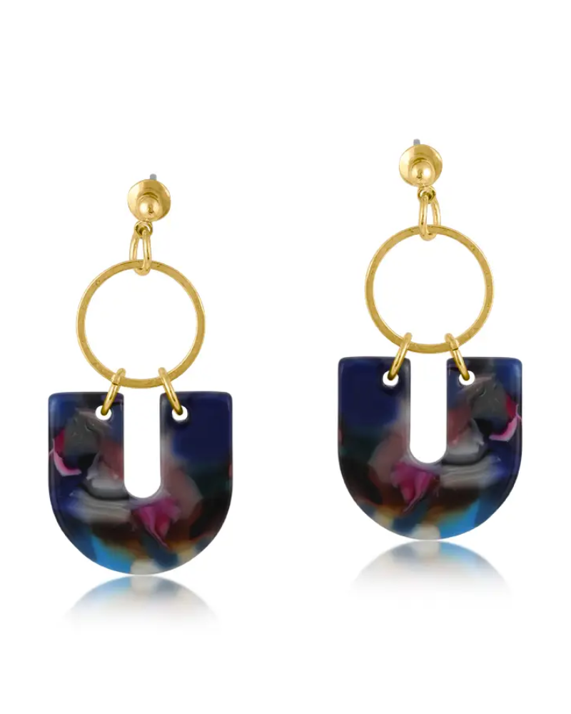 Camille Geometric Metal and Resin Statement Earrings