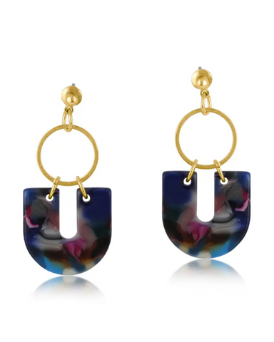 Camille Geometric Metal and Resin Statement Earrings