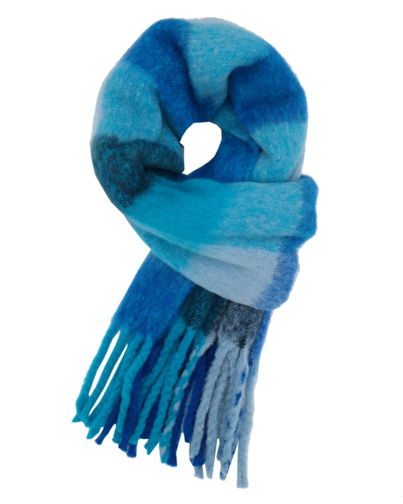 Blue Check Blanket Scarf