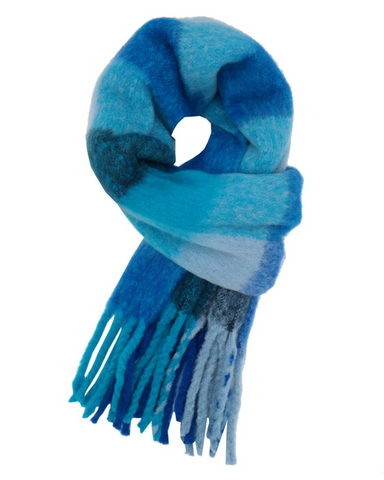 Becky Blue Check Blanket Scarf
