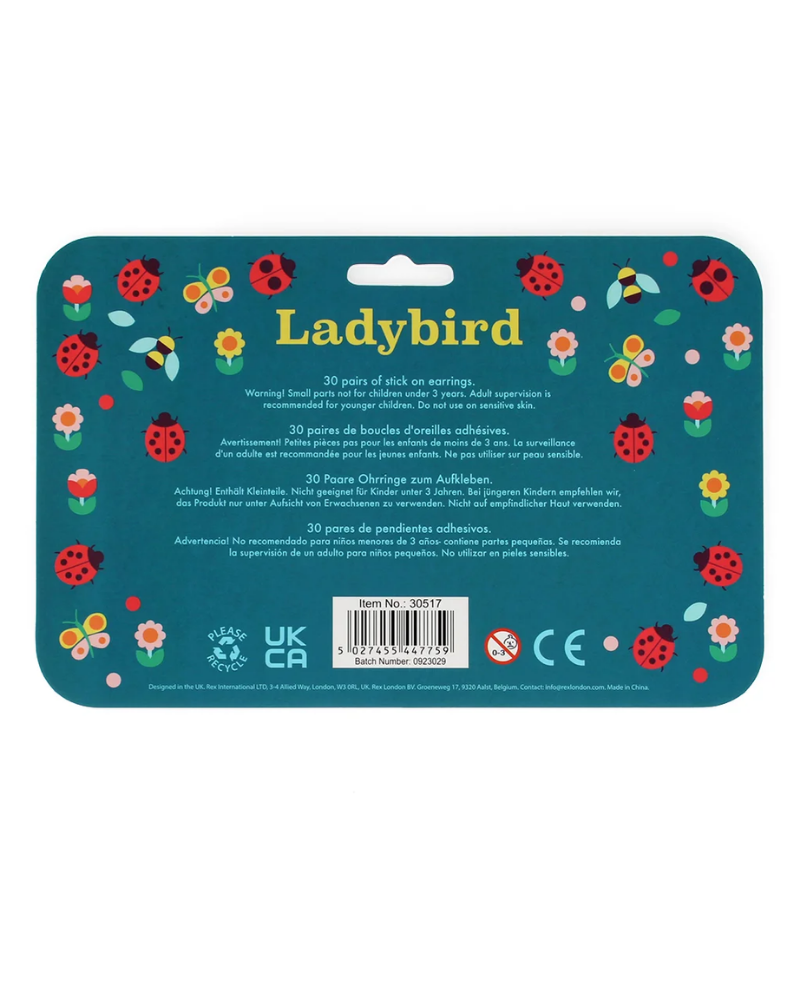 Ladybird Stick on Earrings Set of 30