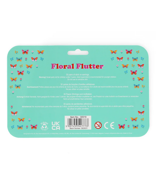 Floral Flutter Stick on Earrings Set of 30