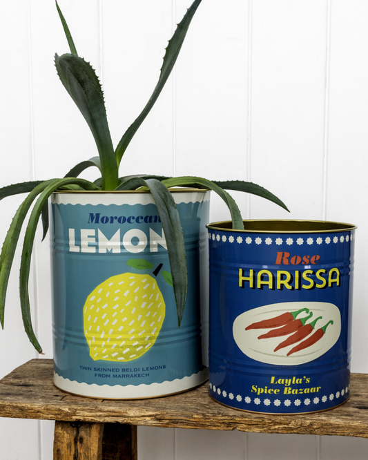Jumbo Lemon & Harissa Storage Tins Set Of 2