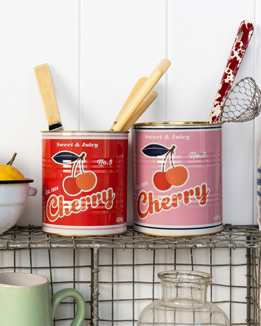Retro Cherry Storage Tins Set Of 2