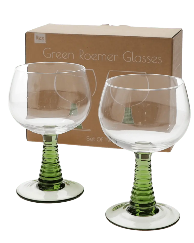 Green Retro Roemer Glasses Set of 2