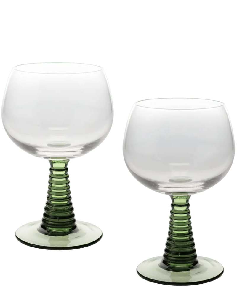 Green Retro Roemer Glasses Set of 2