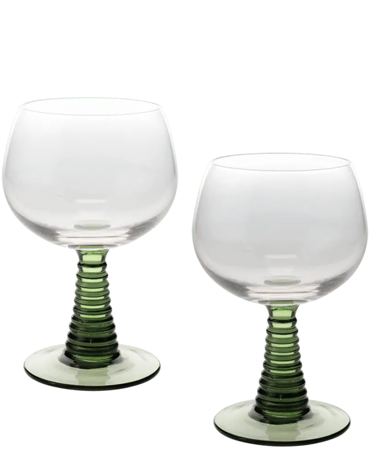 Green Retro Roemer Glasses Set of 2