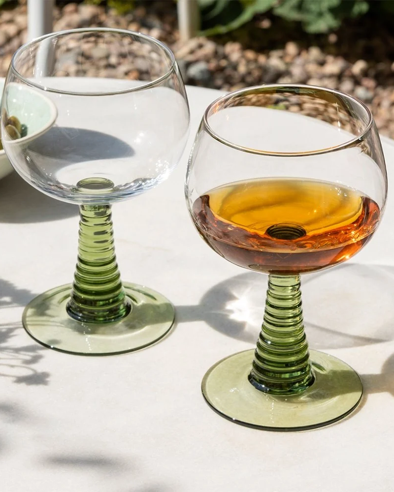 Green Retro Roemer Glasses Set of 2