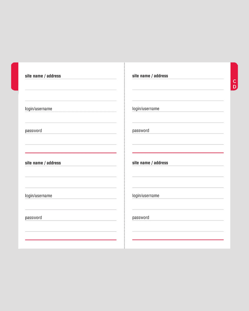 Pocket Sized Internet Address and Password Logbook in Black