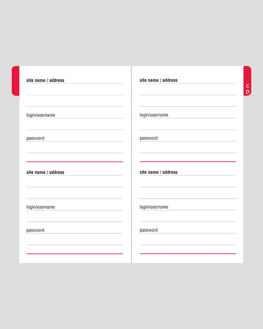 Pocket Sized Internet Address and Password Logbook in Black