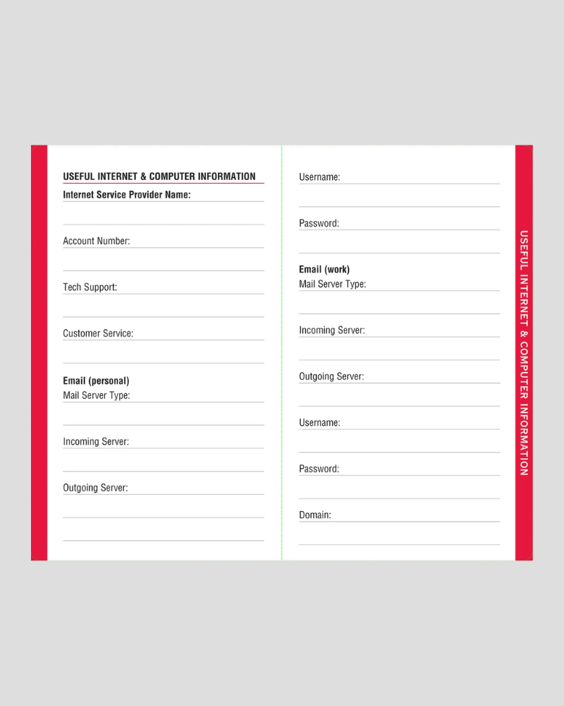 Pocket Sized Internet Address and Password Logbook in Black