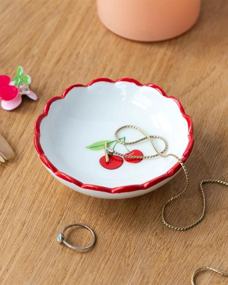 Mini Cherry Scalloped Trinket Dish