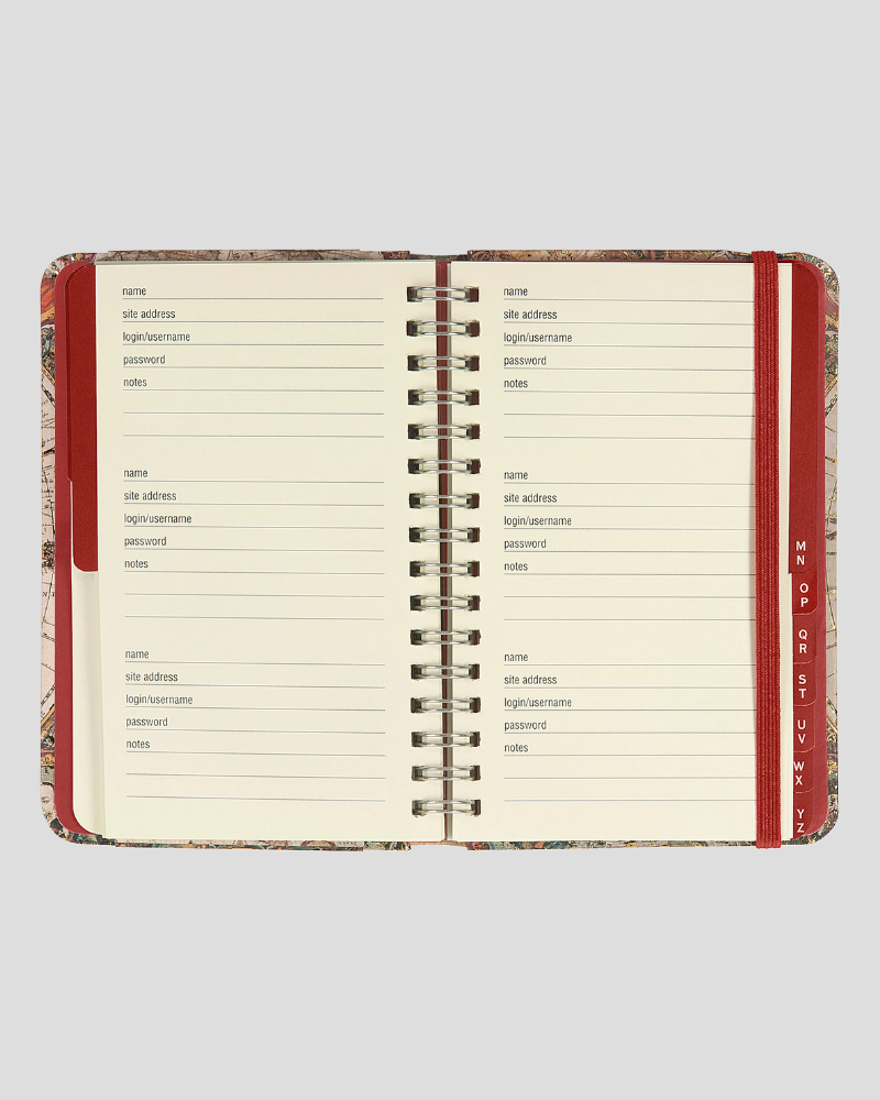 Old World Internet Address and Password Logbook