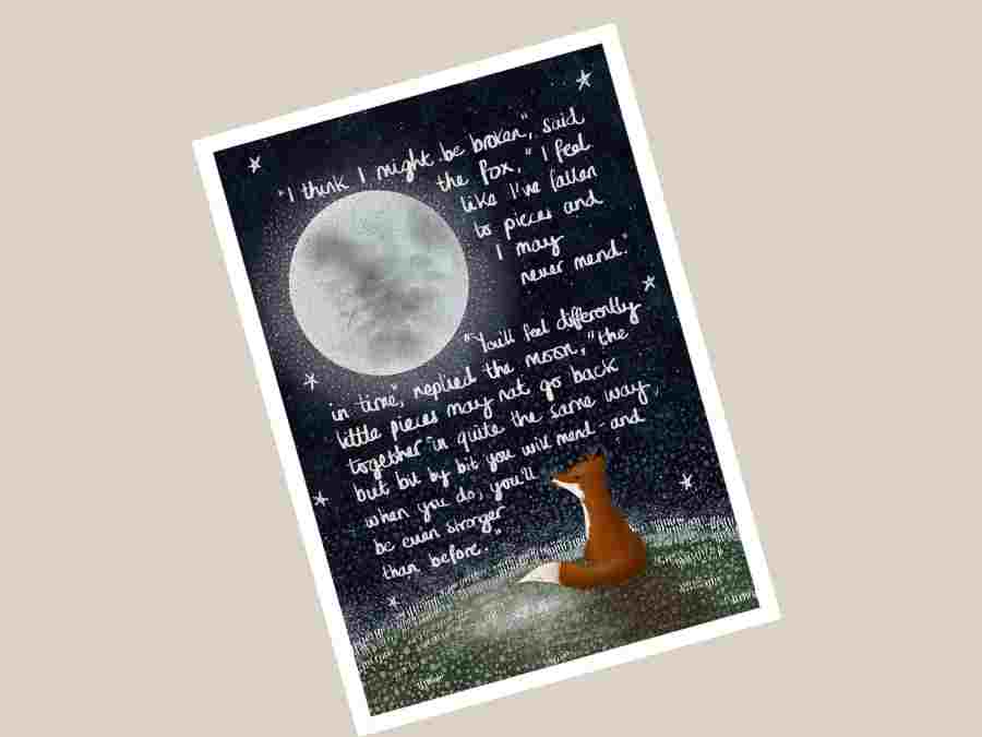 Broken Fox Moon A4 Art Print
