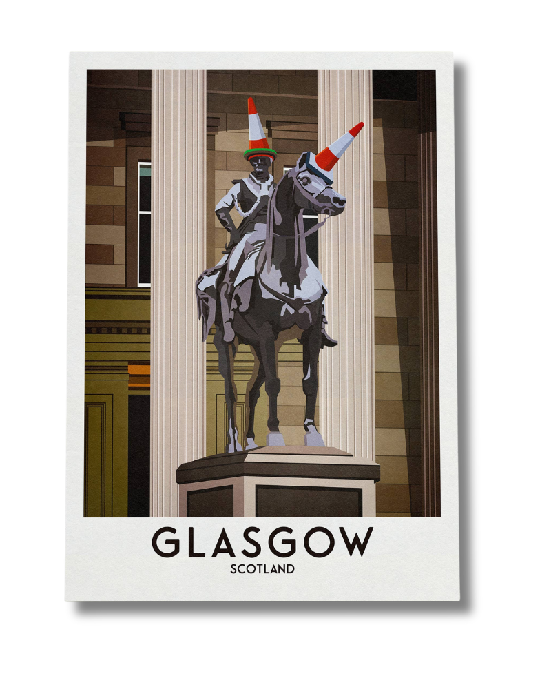 Glasgow Duke of Wellington Statue A4 Print