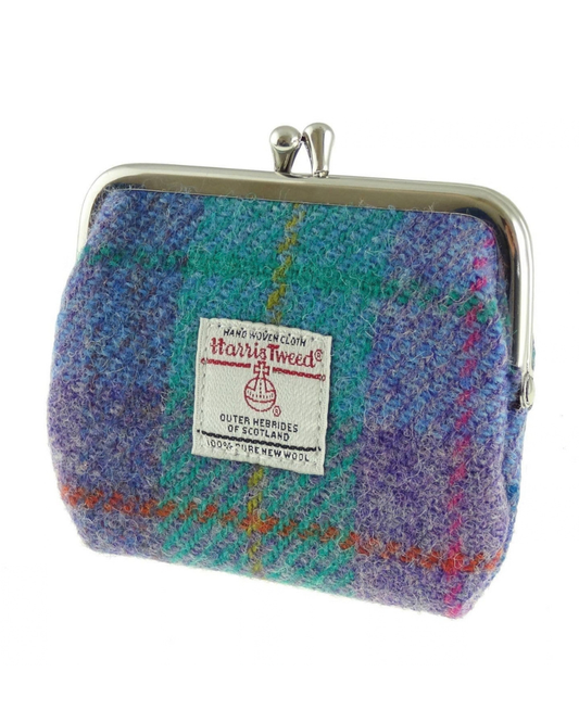 Harris Tweed 'Eigg' Small Clasp Purse in Turquoise