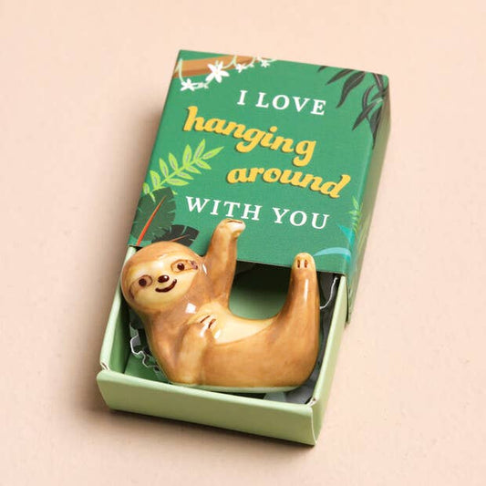 Tiny Matchbox Ceramic Tokens: Sloth