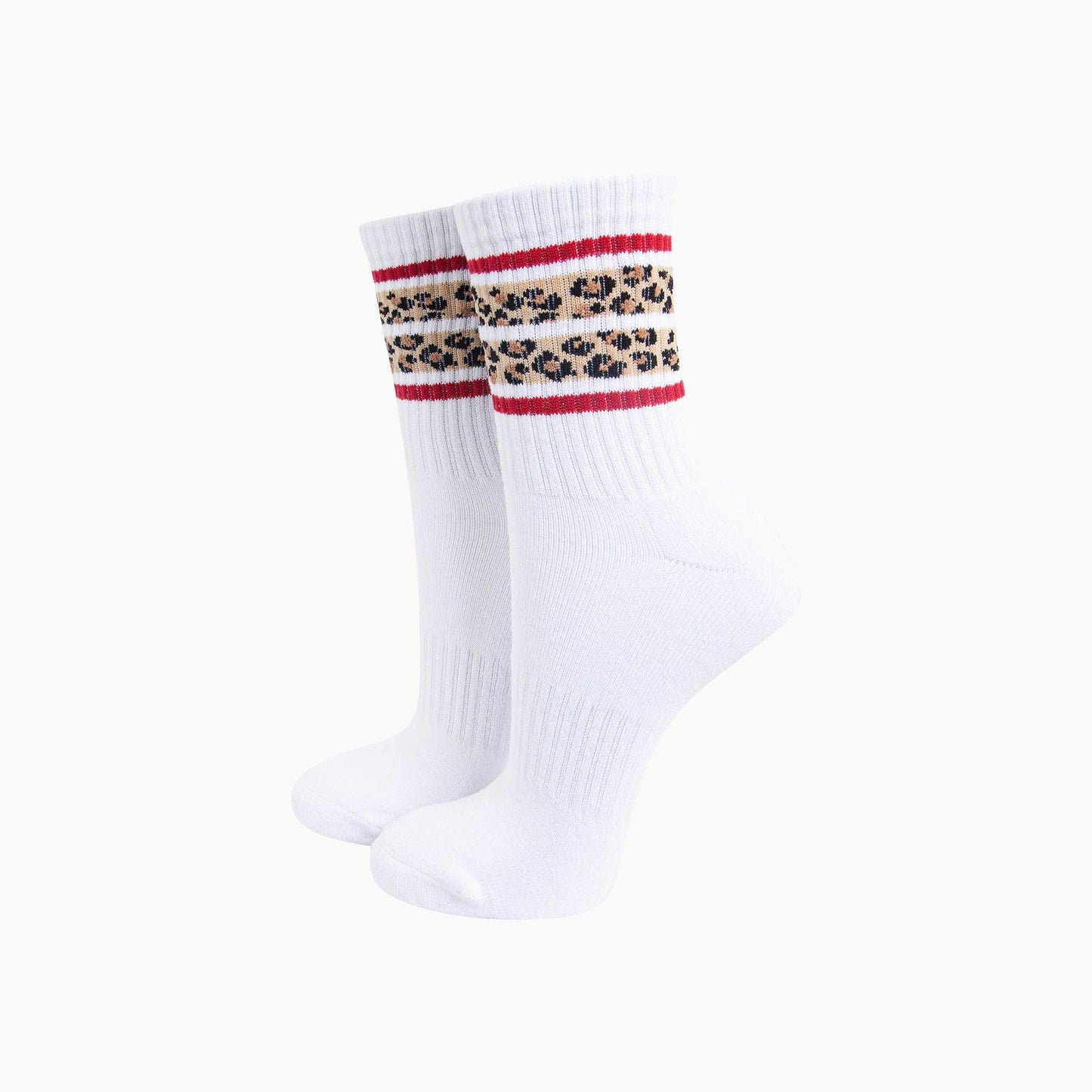 Leopard Print Striped Organic Cotton Sports Socks