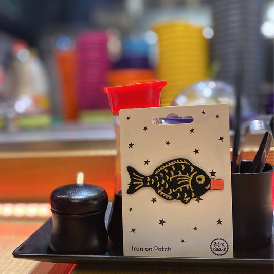 Sushi Soy Sauce Bottle Iron-On Embroidered Patch