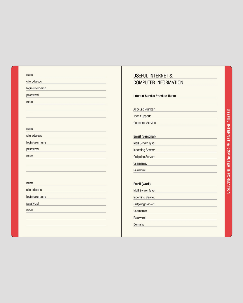 Mushrooms Internet Address and Password Logbook