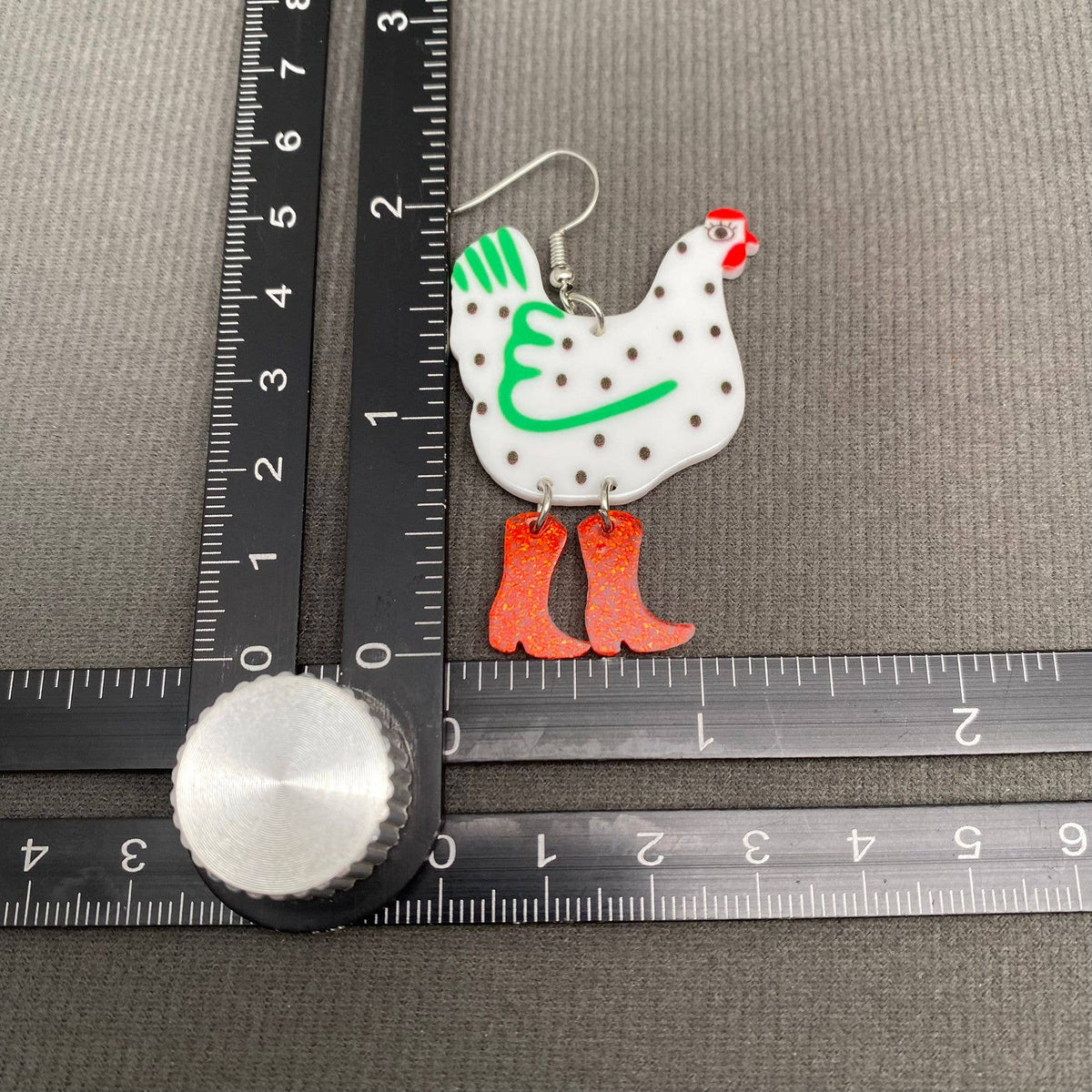 Acrylic Cock Rooster Dangle Earrings