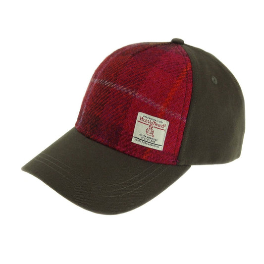 Harris Tweed Baseball Cap in Red