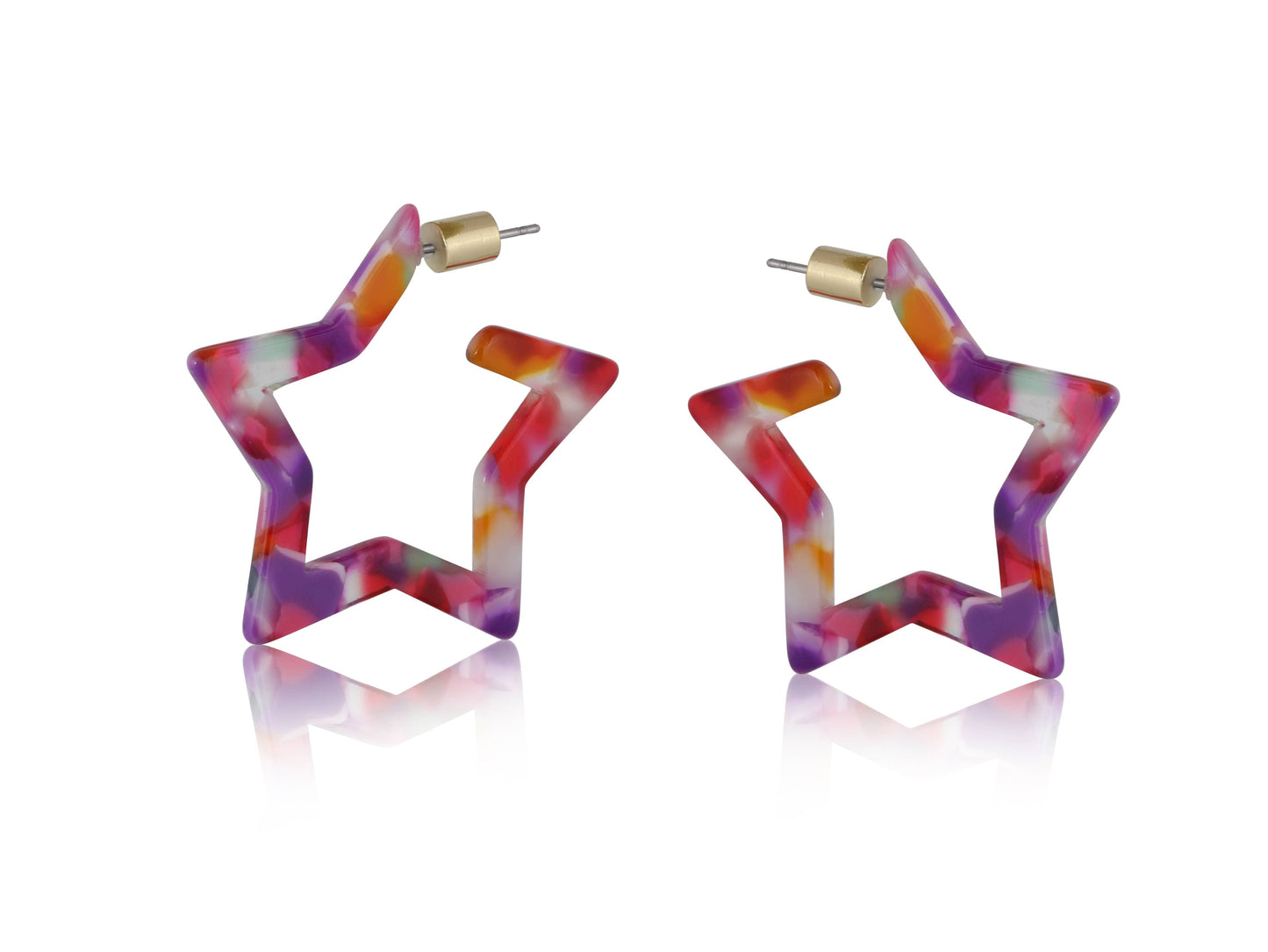 Erica Resin Star Earrings in Purple
