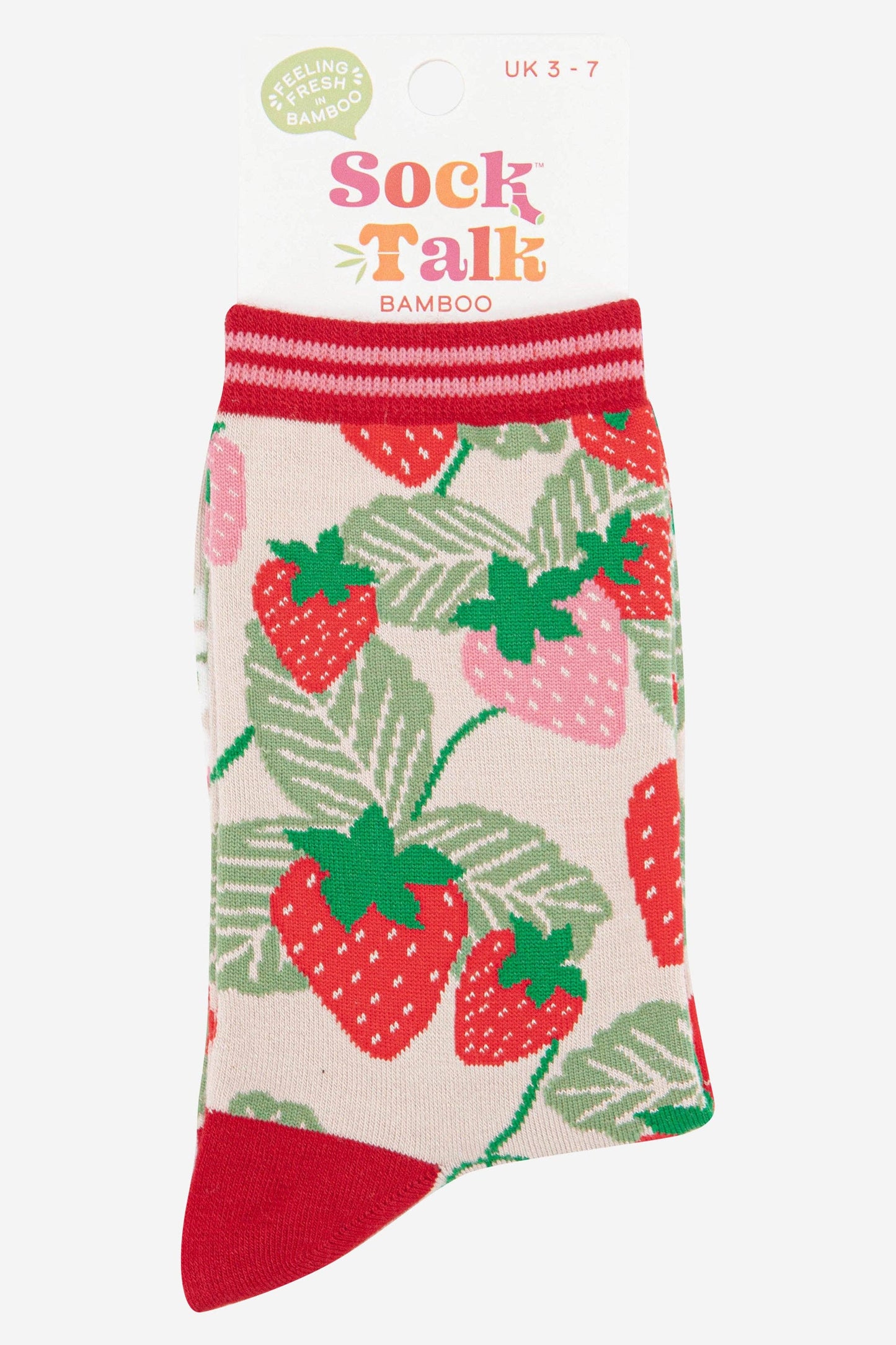 Strawberry Print Bamboo Crew Socks