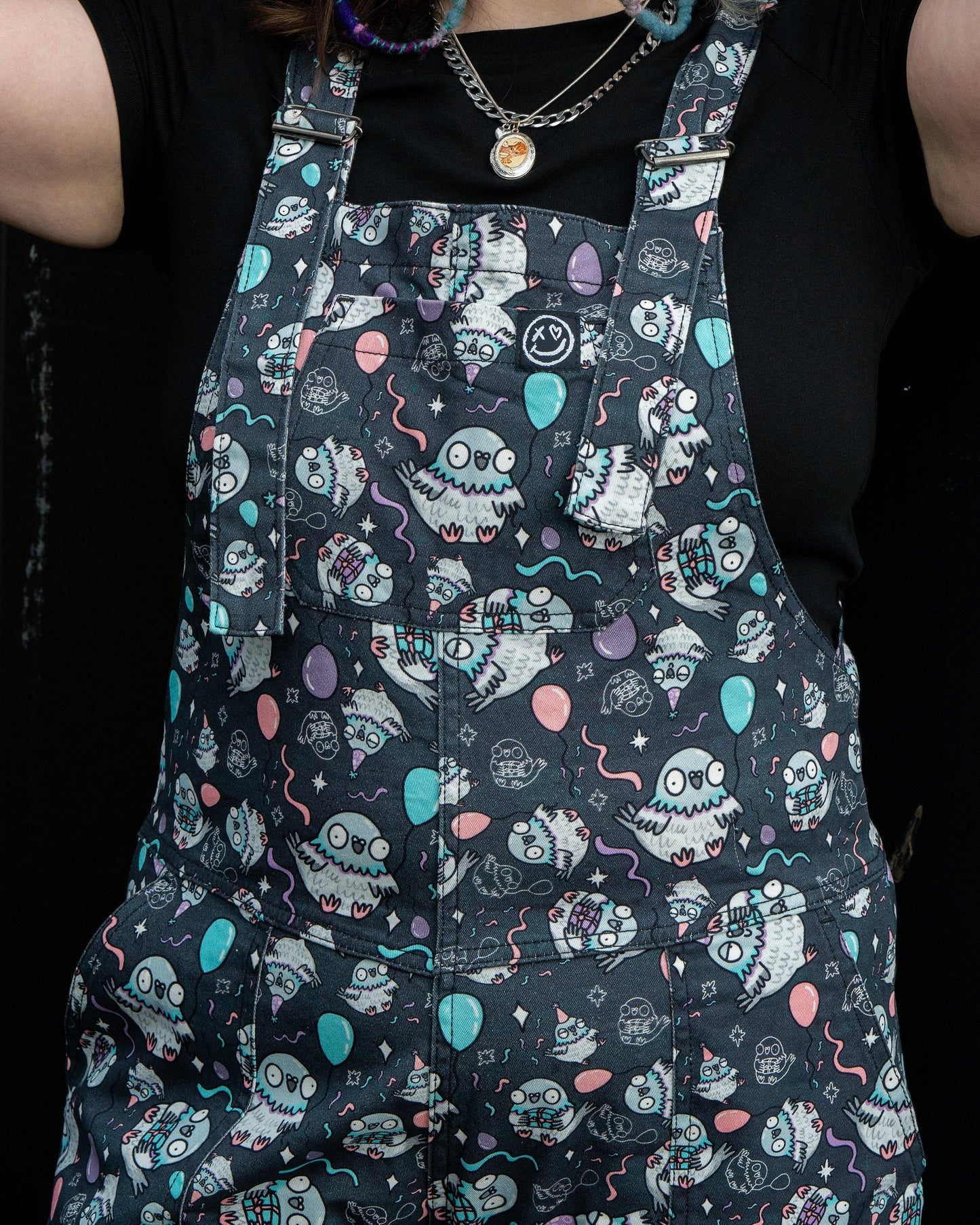 Pigeon Party Stretch Dungarees by Rebel Romance x Katie Abey