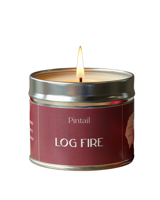 Log Fire Classic Tin Candle