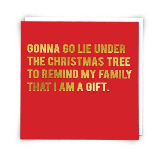 Lie Under Christmas Tree Card