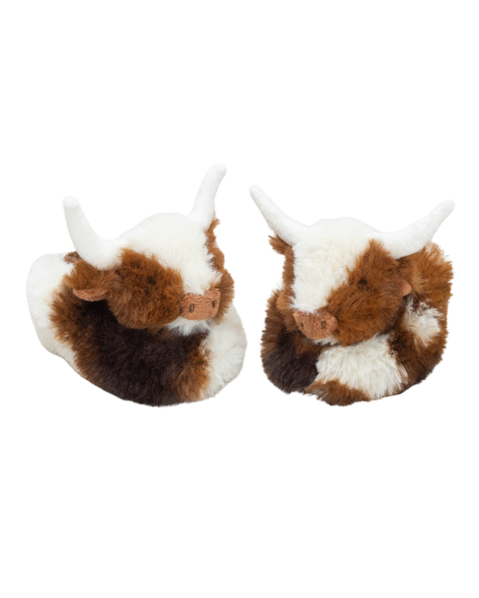 Texas Longhorn Highland Cow Plush Baby Slippers