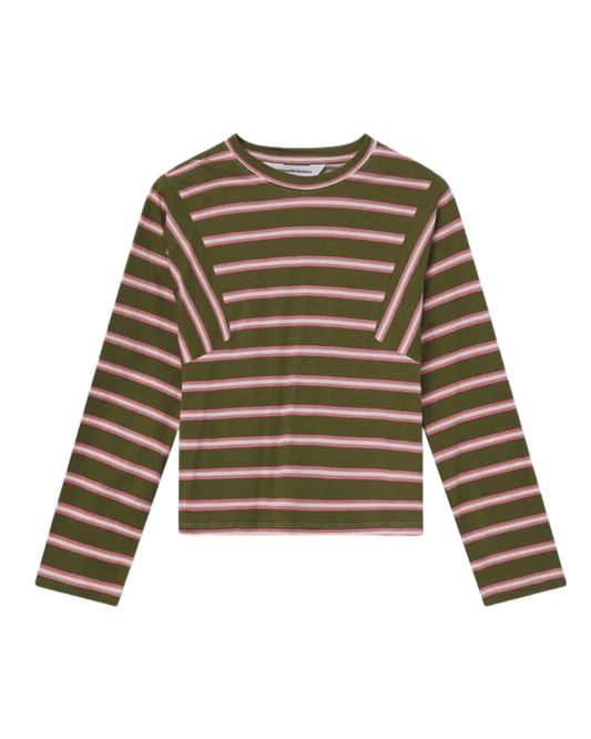Khaki & Pink Aberdeen Stripe Top Compania Fantastica