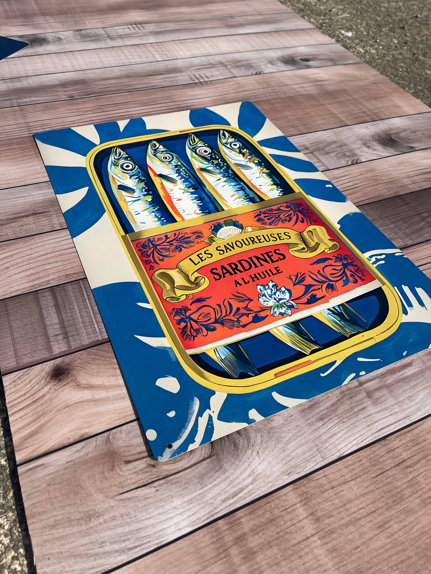 Sardine Can Illustration Metal Sign Plaque 6x8inch