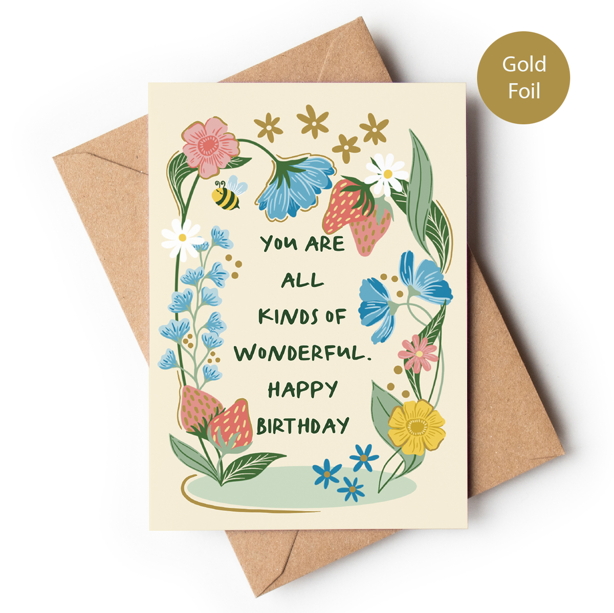 Floral Strawberries Birthday Card