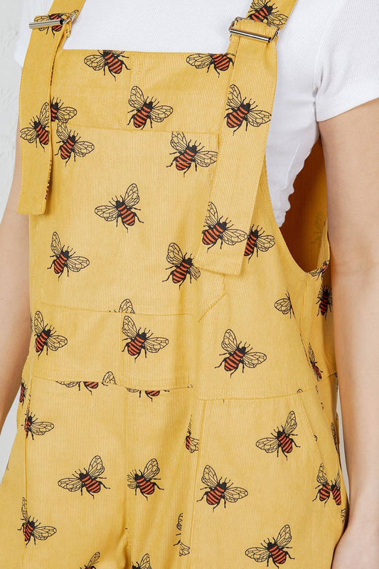 Yellow Bee Corduroy Dungarees