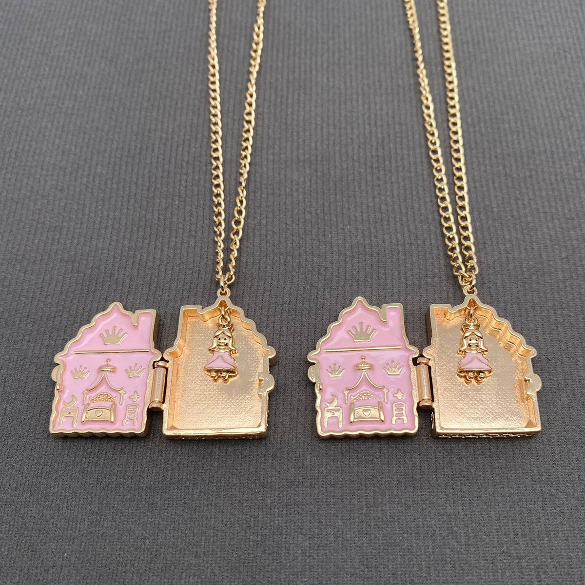 Enamel House Locket Charm Necklace