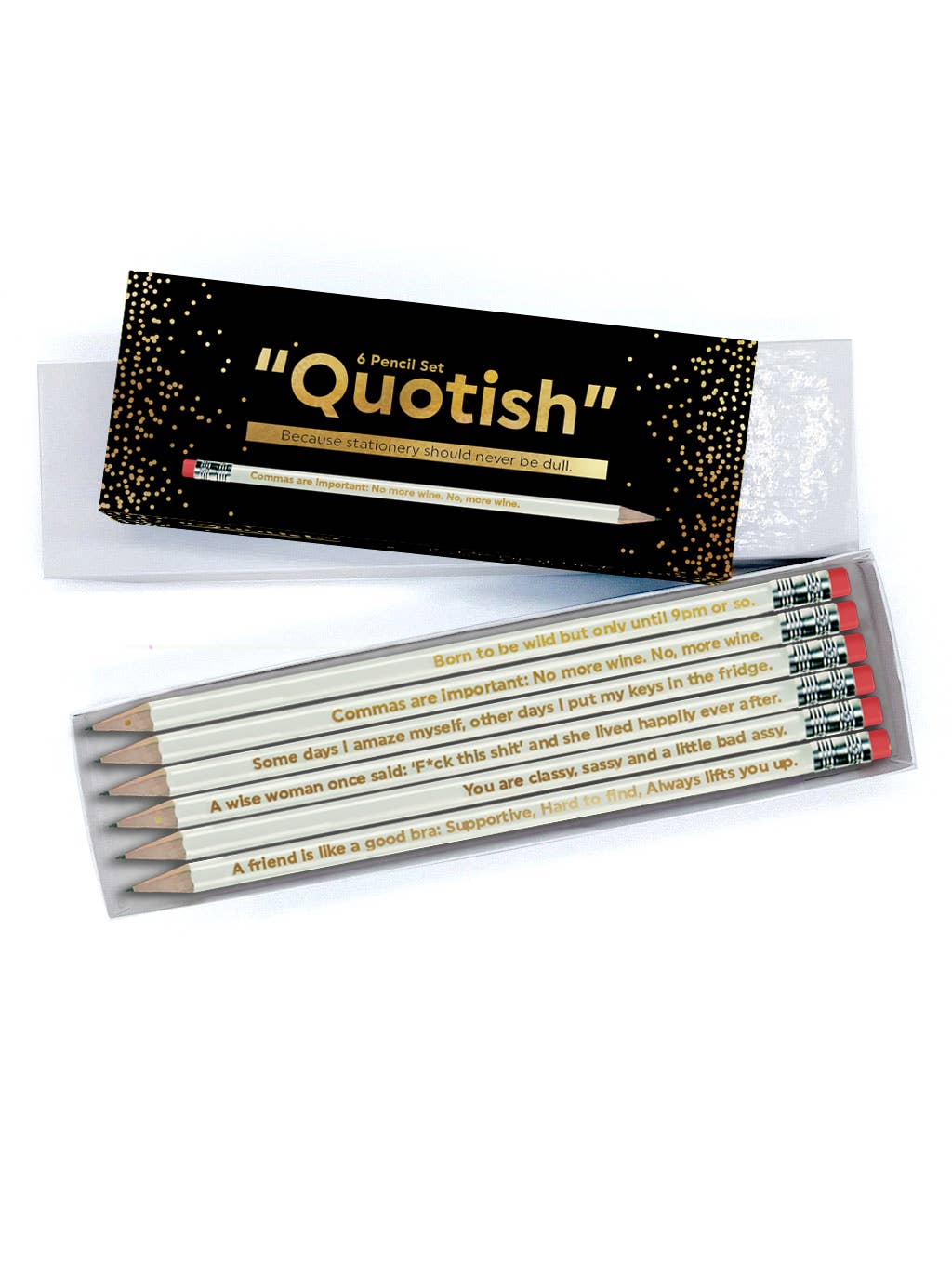 Quotish Funny Pencil Box Set of 6