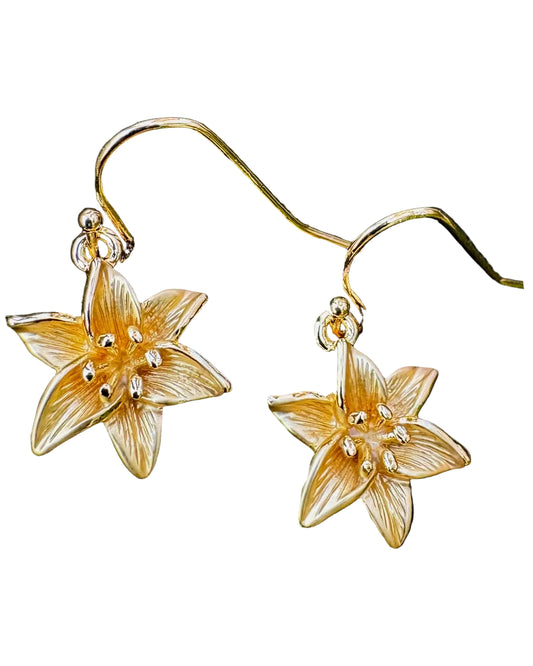 Gold Lily Drop Earring 14k Gold Plated