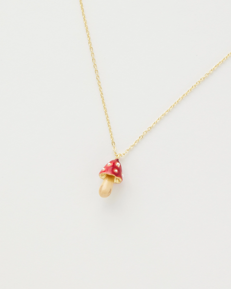 Mushroom Enamel Charm Necklace By Fable