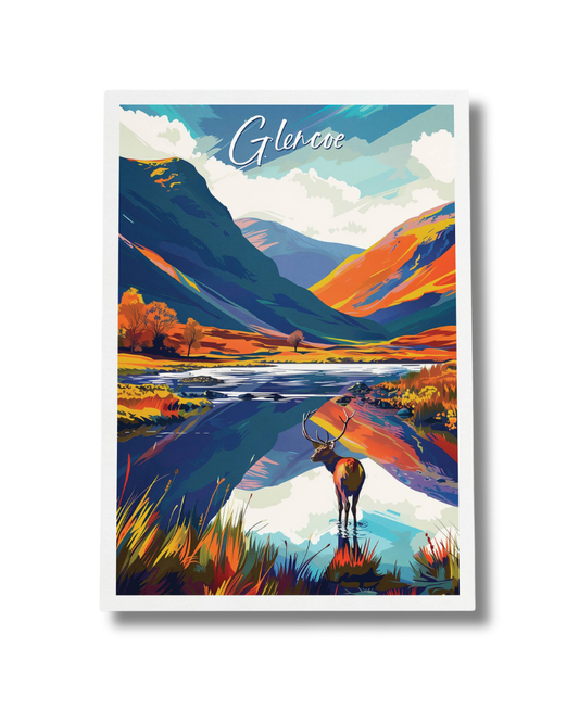 Glencoe Stag Scottish Highlands A4 Print