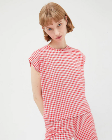 Red Gingham Sleeveless Top by Compania Fantastica