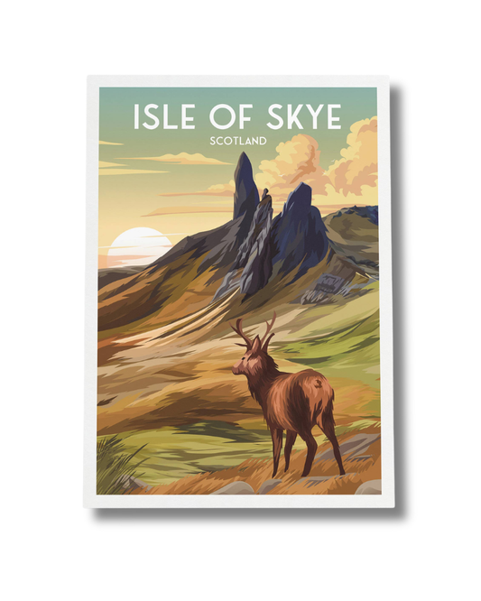 Isle of Skye Old Man of Storr Stag A4 Print