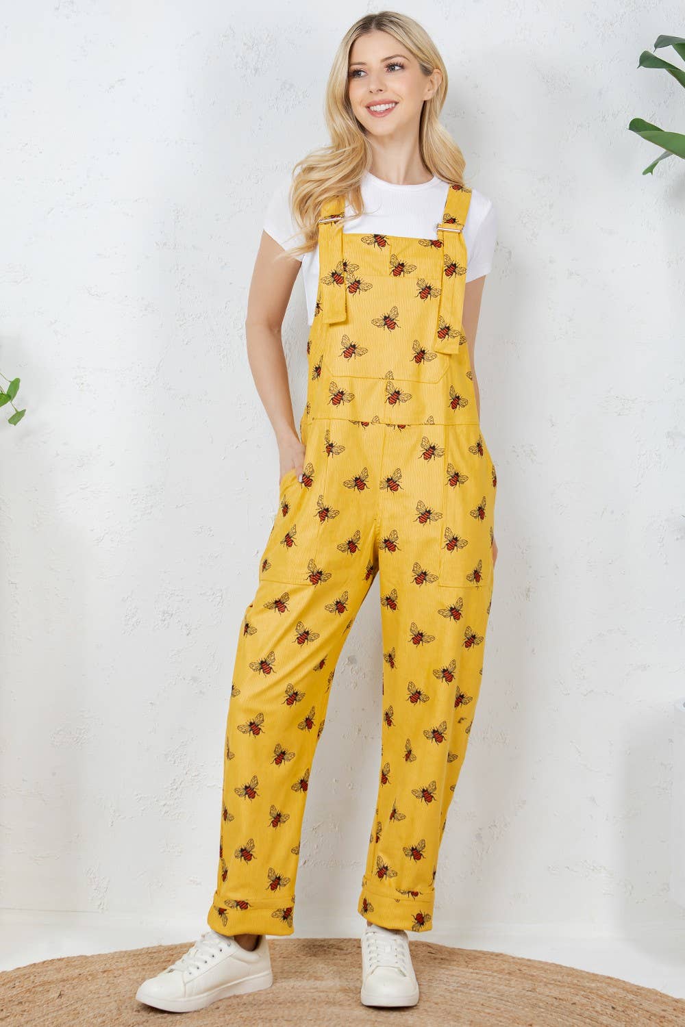 Yellow Bee Corduroy Dungarees