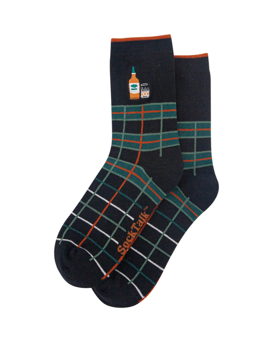 Embroidered Whisky Tartan Combed Cotton Socks