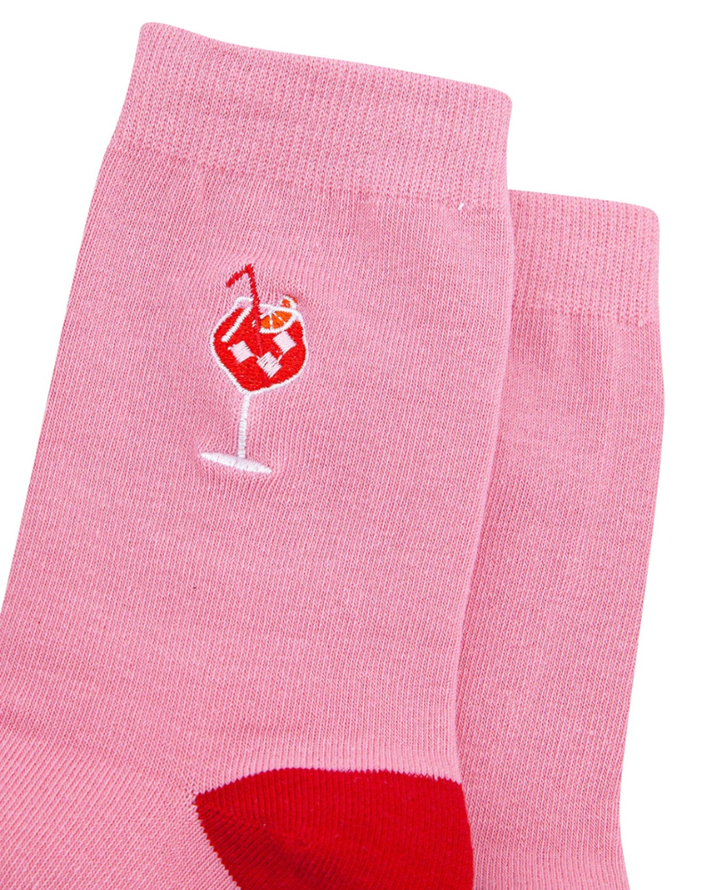 Embroidered Aperitivo Spritz Combed Cotton Socks