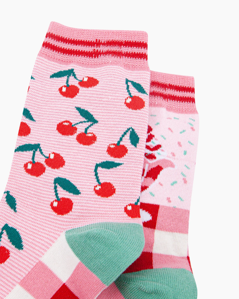 Cherry Ice Cream Combed Cotton Odd Socks