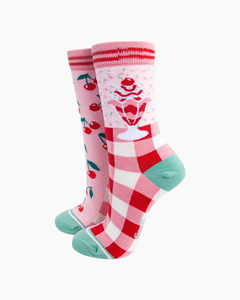 Cherry Ice Cream Combed Cotton Odd Socks